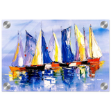 Regatta Reflections – Colourful Sailboats Wall Art Print - Acrylic Print - 20x30 cm / 8x12″ - 