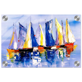 Regatta Reflections – Colourful Sailboats Wall Art Print - Acrylic Print - 20x30 cm / 8x12″ - 