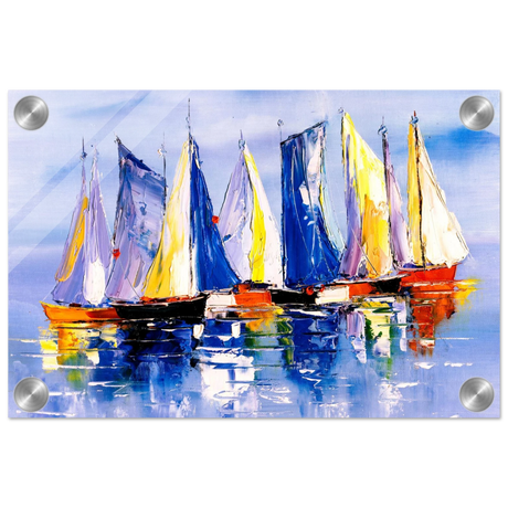 Regatta Reflections – Colourful Sailboats Wall Art Print - Acrylic Print - 20x30 cm / 8x12″ - 