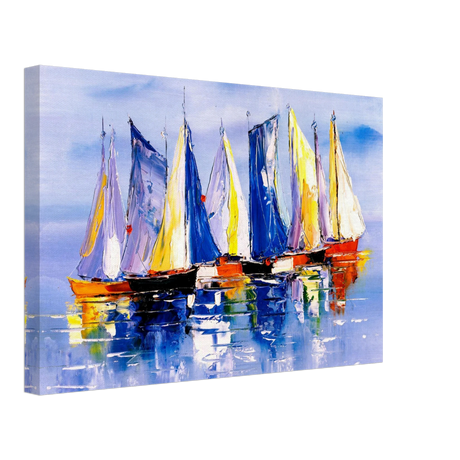Regatta Reflections – Colourful Sailboats Wall Art Print - Canvas - 30x45 cm / 12x18″ - 