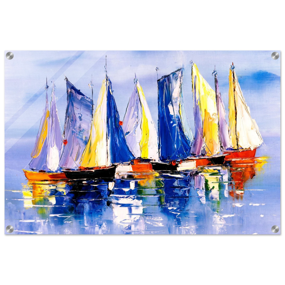 Regatta Reflections – Colourful Sailboats Wall Art Print - Acrylic Print - 50x75 cm / 20x30″ - 