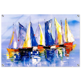 Regatta Reflections – Colourful Sailboats Wall Art Print - Acrylic Print - 50x75 cm / 20x30″ - 