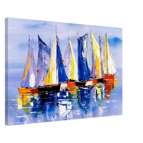 Regatta Reflections – Colourful Sailboats Wall Art Print - Canvas - 50x75 cm / 20x30″ - 