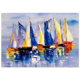 Regatta Reflections – Colourful Sailboats Wall Art Print - Wood Prints - 70x100 cm / 28x40″ - 