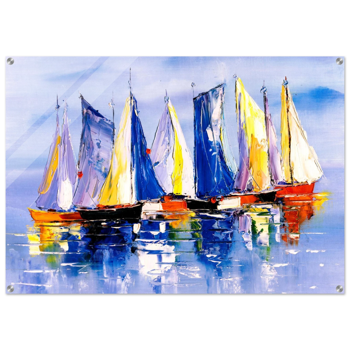 Regatta Reflections – Colourful Sailboats Wall Art Print - Acrylic Print - 70x100 cm / 28x40″ - 