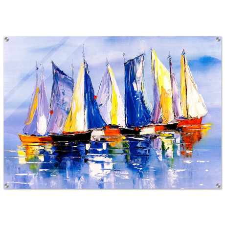 Regatta Reflections – Colourful Sailboats Wall Art Print - Acrylic Print - 70x100 cm / 28x40″ - 
