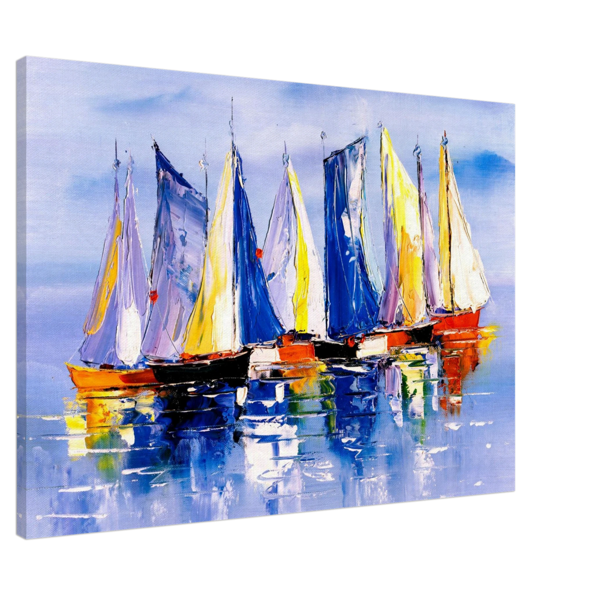 Regatta Reflections – Colourful Sailboats Wall Art Print - Canvas - 70x100 cm / 28x40″ - 