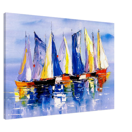 Regatta Reflections – Colourful Sailboats Wall Art Print - Canvas - 70x100 cm / 28x40″ - 