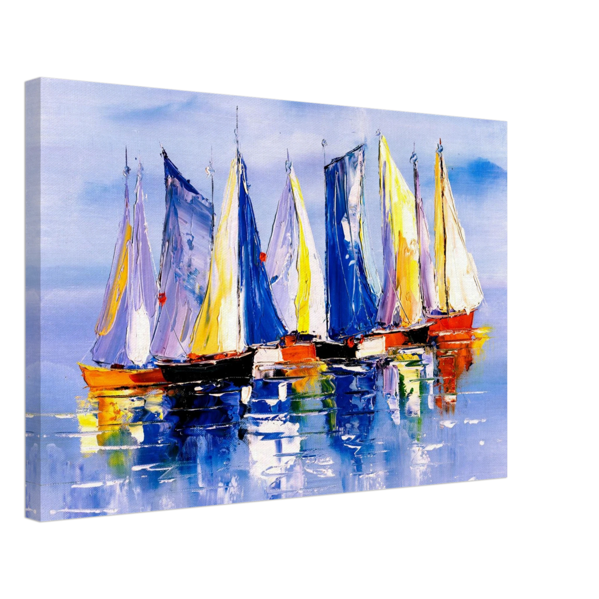 Regatta Reflections – Colourful Sailboats Wall Art Print - Canvas - 40x60 cm / 16x24″ - 