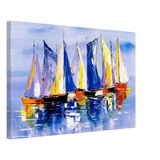 Regatta Reflections – Colourful Sailboats Wall Art Print - Canvas - 40x60 cm / 16x24″ - 