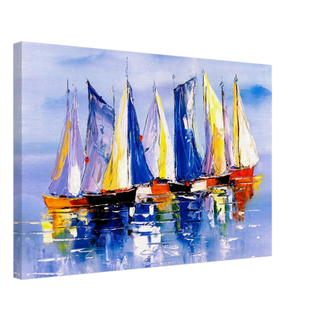 Regatta Reflections – Colourful Sailboats Wall Art Print - Canvas - 40x60 cm / 16x24″ - 