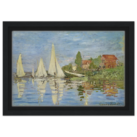 Regattas at Argenteuil – By Claude Monet | Wall art Print - Framed Canvas - 20x30 cm / 8x12″ - Black frame