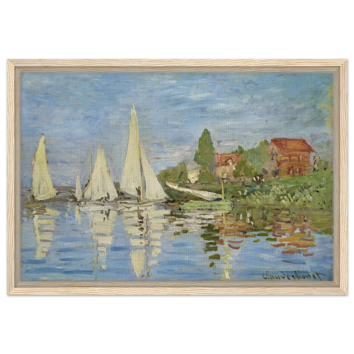 Regattas at Argenteuil – By Claude Monet | Wall art Print - Framed Canvas - 40x60 cm / 16x24″ - Wood frame
