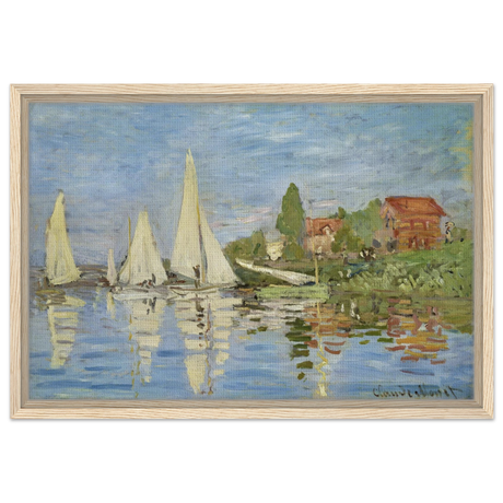 Regattas at Argenteuil – By Claude Monet | Wall art Print - Framed Canvas - 40x60 cm / 16x24″ - Wood frame