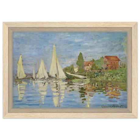 Regattas at Argenteuil – By Claude Monet | Wall art Print - Framed Canvas - 20x30 cm / 8x12″ - Wood frame