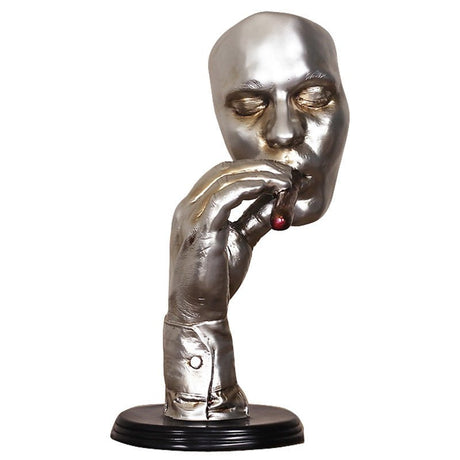Retro Abstract Resin Sculpture – Meditating Man with Cigar Figurine - Black - 