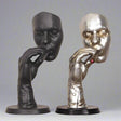Retro Abstract Resin Sculpture – Meditating Man with Cigar Figurine - Silver - 