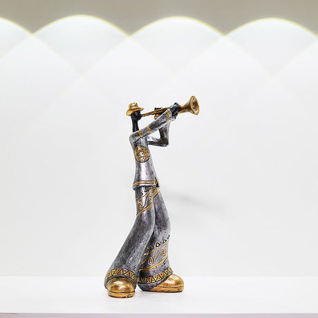 Retro Band Musician Sculptures – Resin Jazz Band Ornaments for Home & Office Décor - Trumpet Player - 