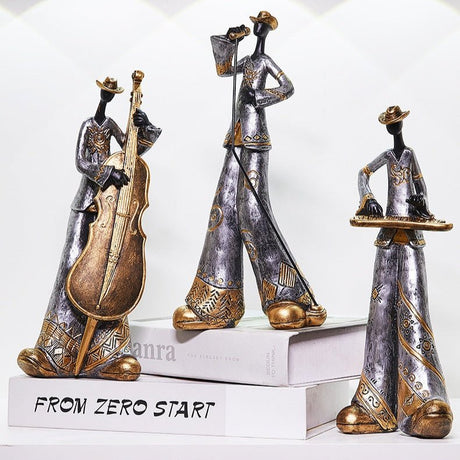 Retro Band Musician Sculptures – Resin Jazz Band Ornaments for Home & Office Décor - Saxophone Player - 