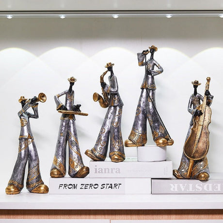 Retro Band Musician Sculptures – Resin Jazz Band Ornaments for Home & Office Décor - Saxophone Player - 