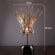 Retro Resin Venetian Masquerade Mask Sculptures – Sunburst, Plume & Jester Designs - Regal Plume Mask - 