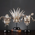 Retro Resin Venetian Masquerade Mask Sculptures – Sunburst, Plume & Jester Designs - Radiant Sunburst Mask - 