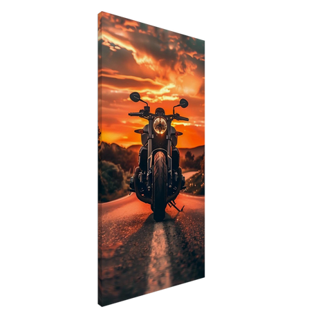 Ride Into the Sunset" | Motorcycle Canvas Print (50x100cm) 🏍️🔥 - 