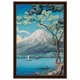 Riverside Serenity | Traditional Japanese Landscape Art | wall art print - Framed Canvas - 40x60 cm / 16x24″ - Dark wood frame