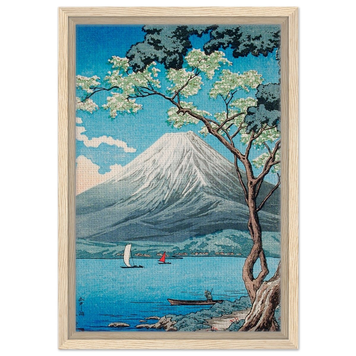 Riverside Serenity | Traditional Japanese Landscape Art | wall art print - Framed Canvas - 30x45 cm / 12x18″ - Wood frame