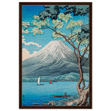 Riverside Serenity | Traditional Japanese Landscape Art | wall art print - Framed Canvas - 60x90 cm / 24x36″ - Dark wood frame