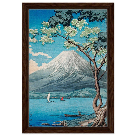 Riverside Serenity | Traditional Japanese Landscape Art | wall art print - Framed Canvas - 30x45 cm / 12x18″ - Dark wood frame