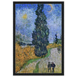 Road with Cypress and Star , 1890 by Vincent van Gogh | Vintage Art wall art print - Framed Canvas - 50x75 cm / 20x30″ - Black frame