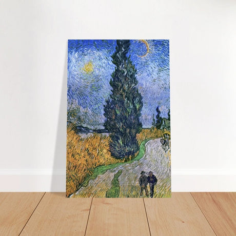 Road with Cypress and Star , 1890 by Vincent van Gogh | Vintage Art wall art print - Brushed Aluminum Print - 60x90 cm / 24x36″ - 