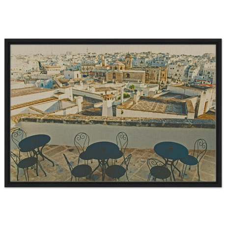Rooftop Tranquility | Mediterranean Charm - 30x45 cm / 12x18″ - Framed Canvas - Black frame