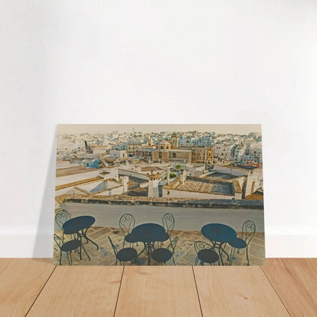 Rooftop Tranquility | Mediterranean Charm - 30x45 cm / 12x18″ - Brushed Aluminum Print - 