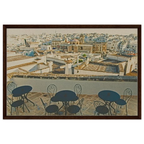 Rooftop Tranquility | Mediterranean Charm - 30x45 cm / 12x18″ - Framed Canvas - Dark wood frame