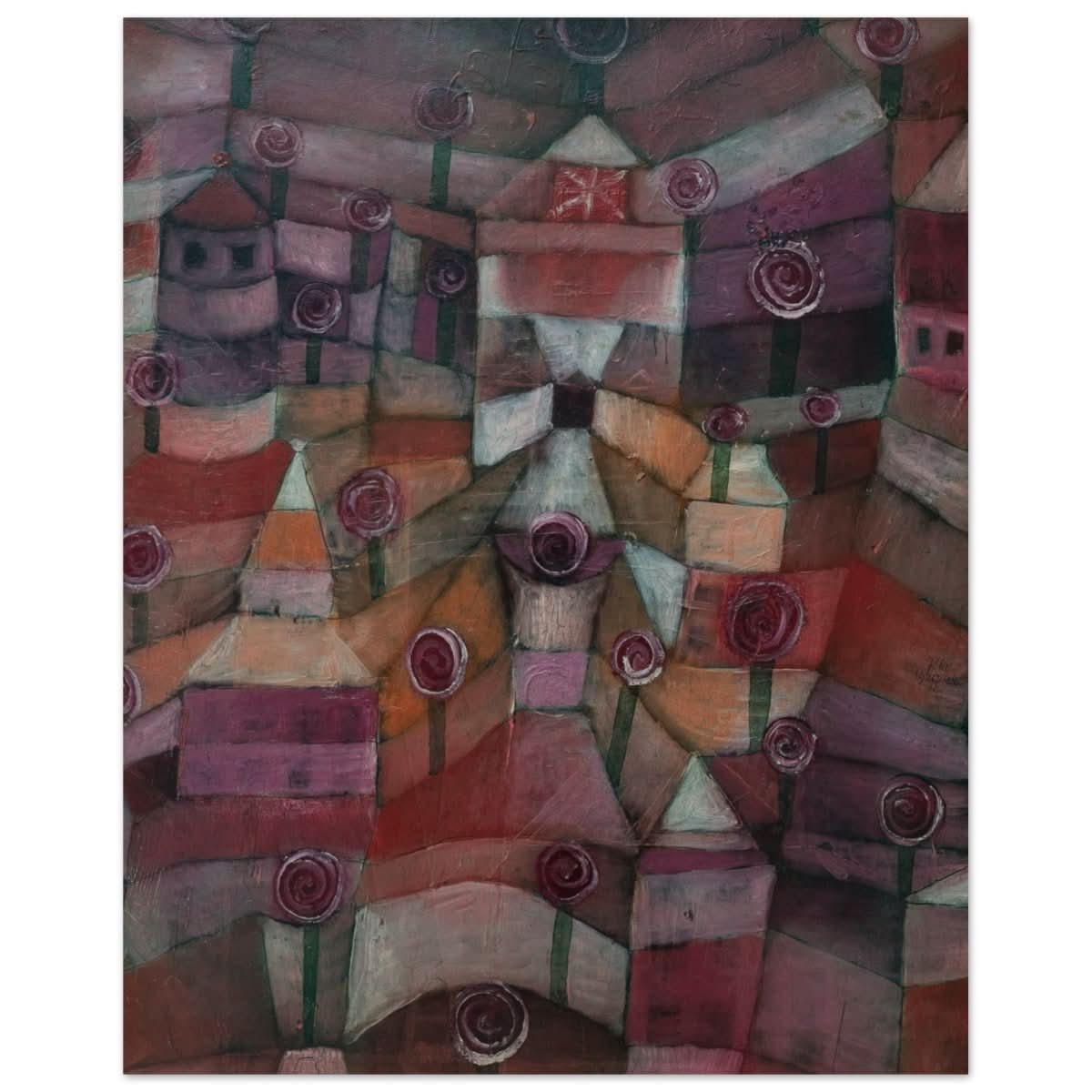 Rose garden (1920) by Paul Klee | Vintage wall art print - Wood Prints - 40x50 cm / 16x20″ - 