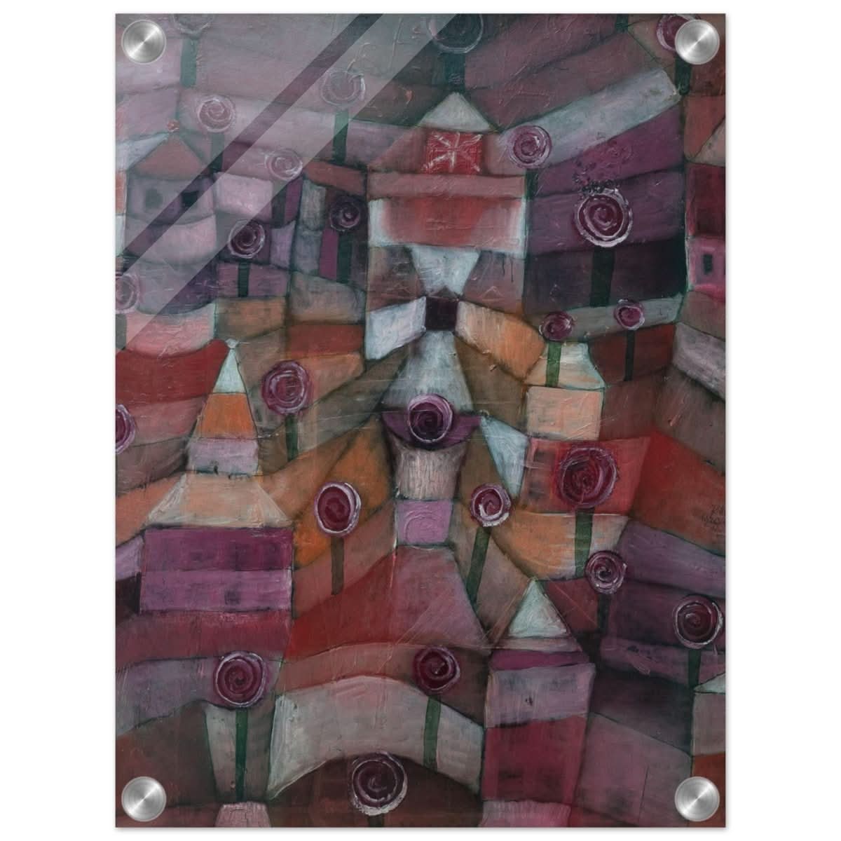 Rose garden (1920) by Paul Klee | Vintage wall art print - Acrylic Print - 30x40 cm / 12x16″ - 
