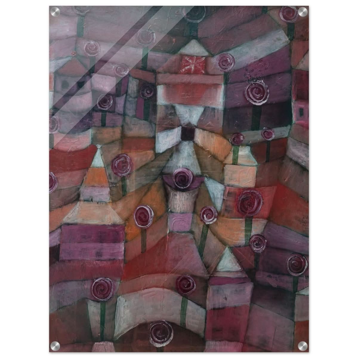 Rose garden (1920) by Paul Klee | Vintage wall art print - Acrylic Print - 60x80 cm / 24x32″ - 