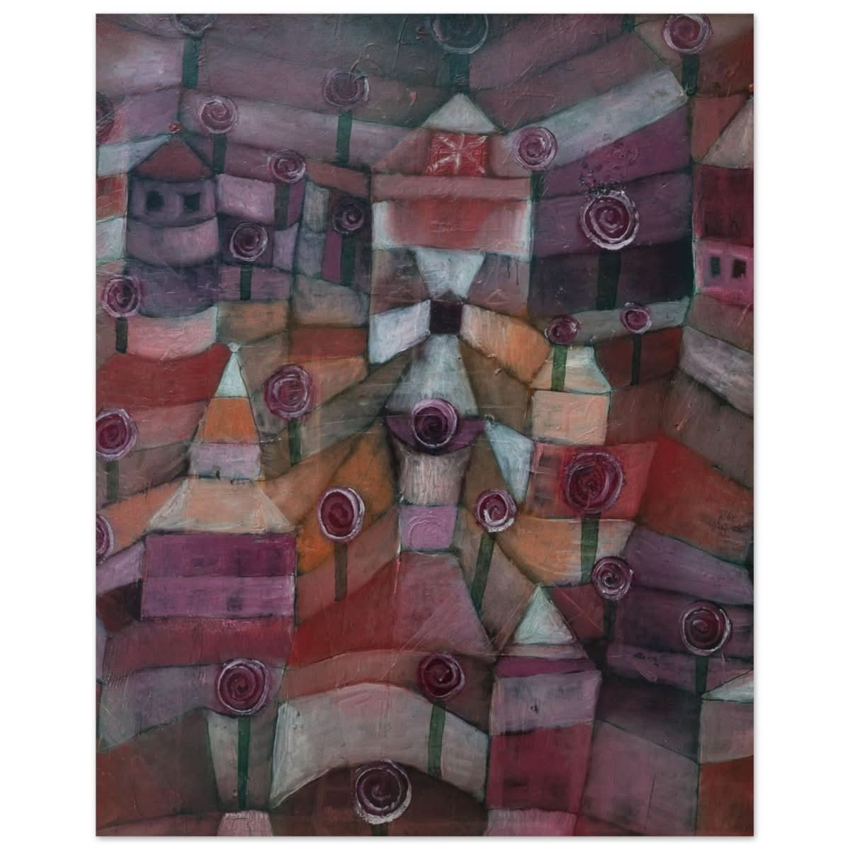 Rose garden (1920) by Paul Klee | Vintage wall art print - Aluminum Print - 40x50 cm / 16x20″ - 