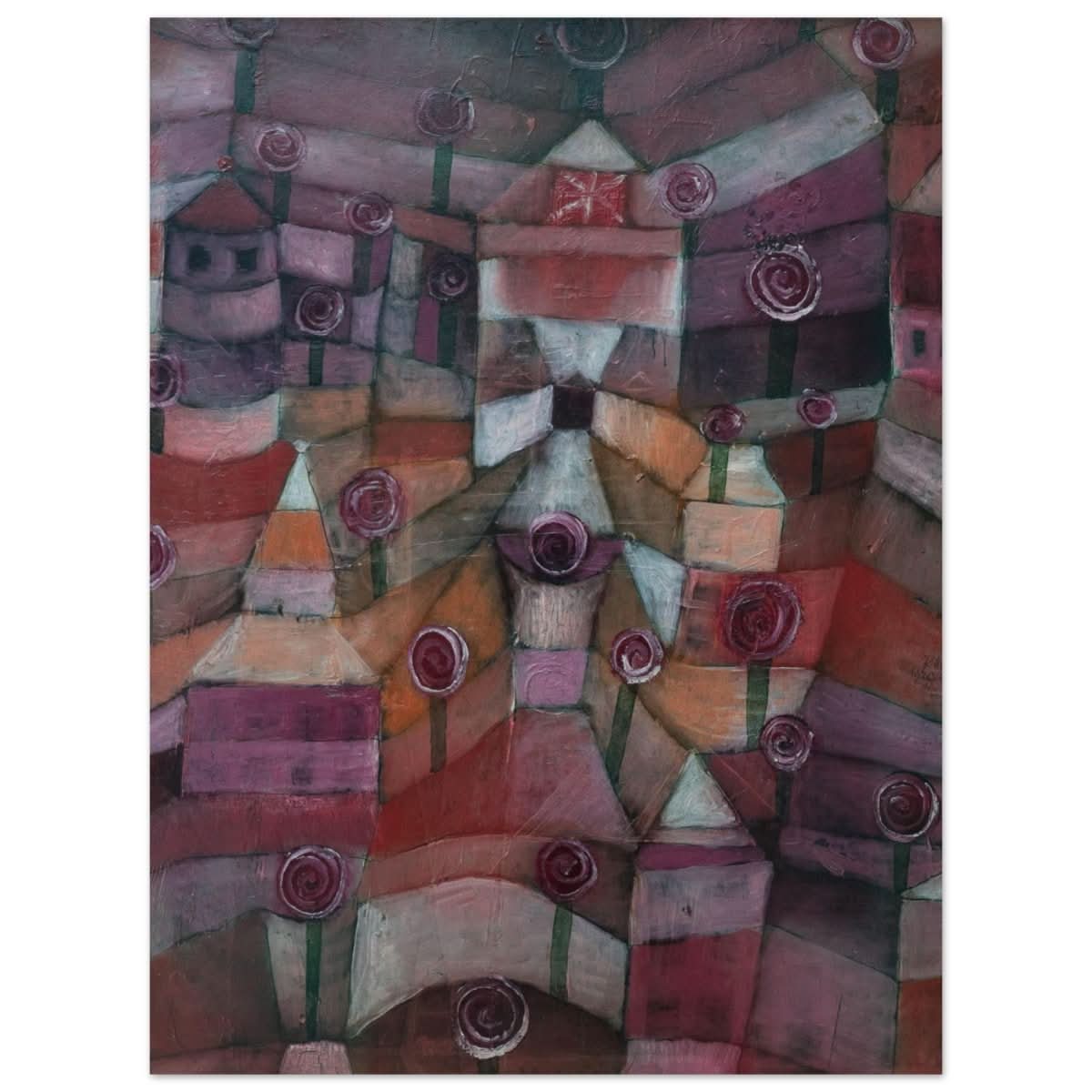 Rose garden (1920) by Paul Klee | Vintage wall art print - Aluminum Print - 60x80 cm / 24x32″ - 