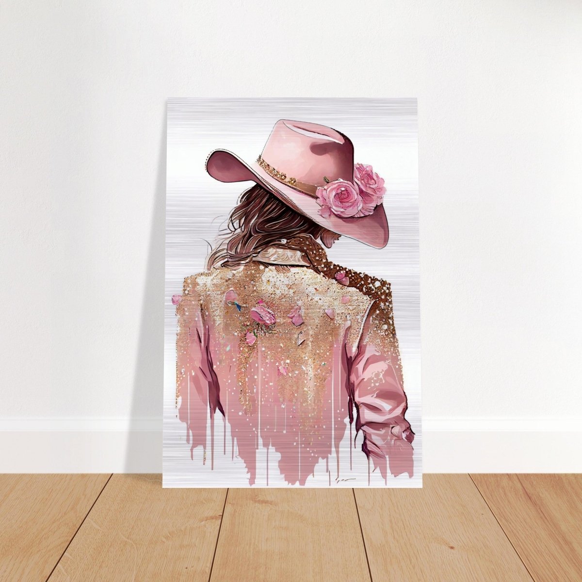 Rosé Reverie: The Western Muse | Modern contemporary wall art print - 40x60 cm / 16x24″ - Brushed Aluminum Print - 