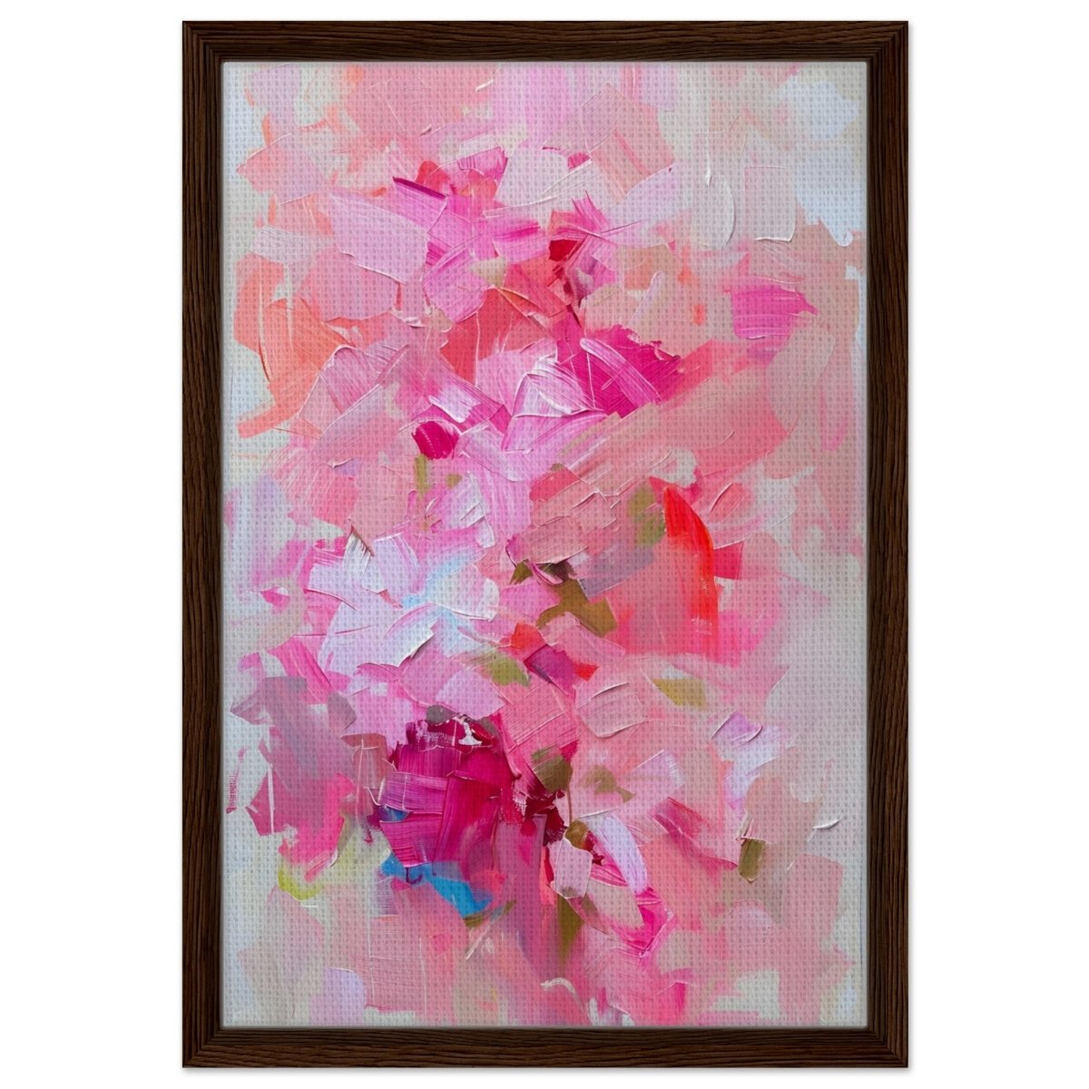 Rosy Reverie | Abstract Floral Expressionism | Abstract wall art rpint - Framed Canvas - 40x60 cm / 16x24″ - Dark wood frame