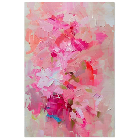 Rosy Reverie | Abstract Floral Expressionism | Abstract wall art rpint - Wood Prints - 40x60 cm / 16x24″ - 