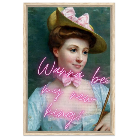 "Royal Flirt" – Neon Pop Romance | Wall Art Print - Framed Canvas - 50x75 cm / 20x30″ - Wood frame