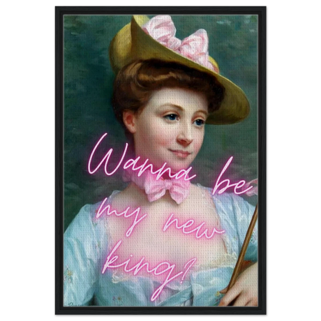 "Royal Flirt" – Neon Pop Romance | Wall Art Print - Framed Canvas - 60x90 cm / 24x36″ - Black frame
