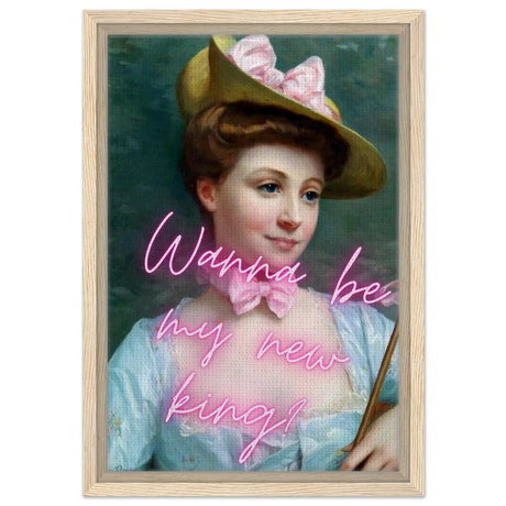 "Royal Flirt" – Neon Pop Romance | Wall Art Print - Framed Canvas - 30x45 cm / 12x18″ - Wood frame