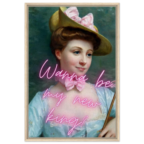 "Royal Flirt" – Neon Pop Romance | Wall Art Print - Framed Canvas - 60x90 cm / 24x36″ - Wood frame