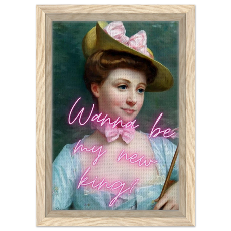 "Royal Flirt" – Neon Pop Romance | Wall Art Print - Framed Canvas - 20x30 cm / 8x12″ - Wood frame