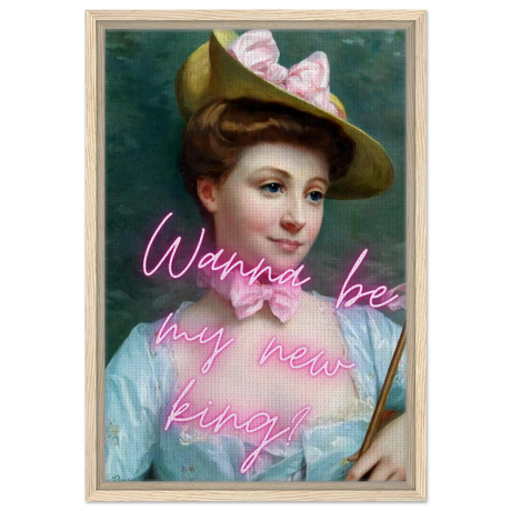 "Royal Flirt" – Neon Pop Romance | Wall Art Print - Framed Canvas - 40x60 cm / 16x24″ - Wood frame